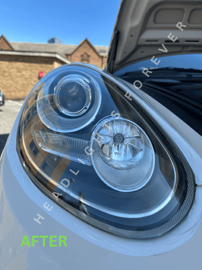 Porsche Cayenne headlight after restoration